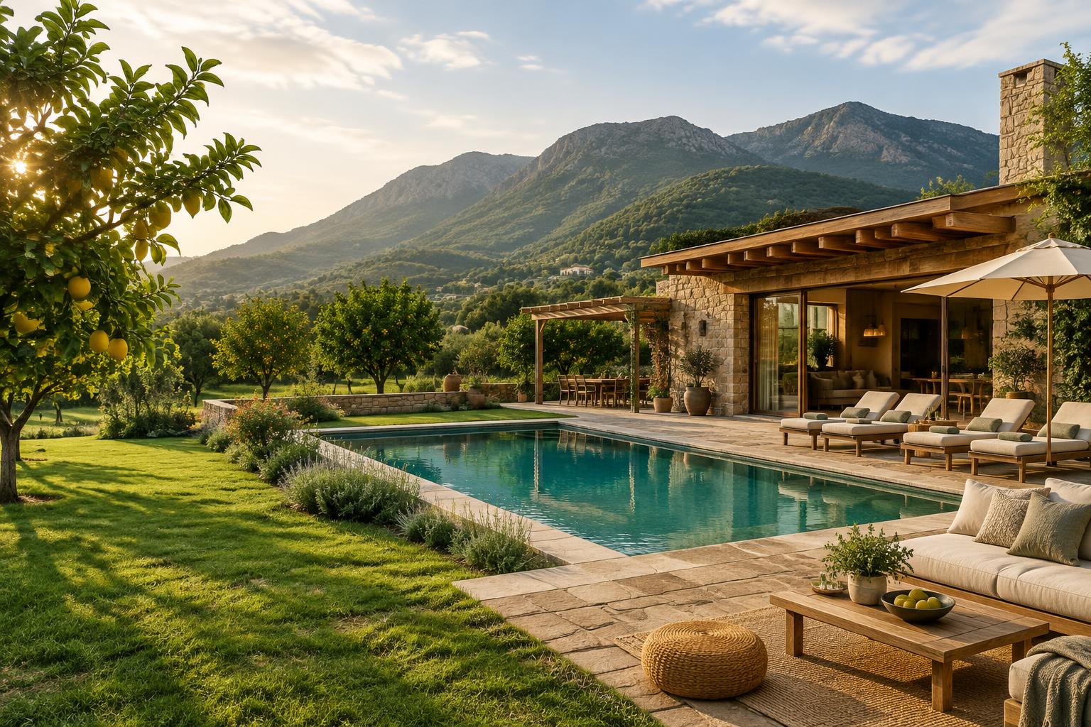 Contemporary farmhouse and private swimming pool